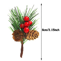 HKM-542483 10pcs Artificial Pine Picks with Mini Berries and Pinecones for Holiday Decorations and Floral Arrangements