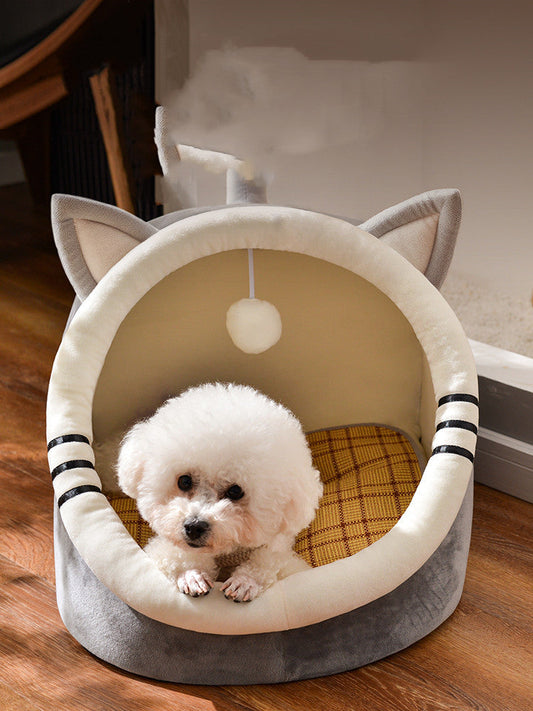 HKM-542483 Animal-Shaped Pet Kennel for Cats and Dogs in Crystal Velvet with PP Cotton Filling - Available in Three Sizes