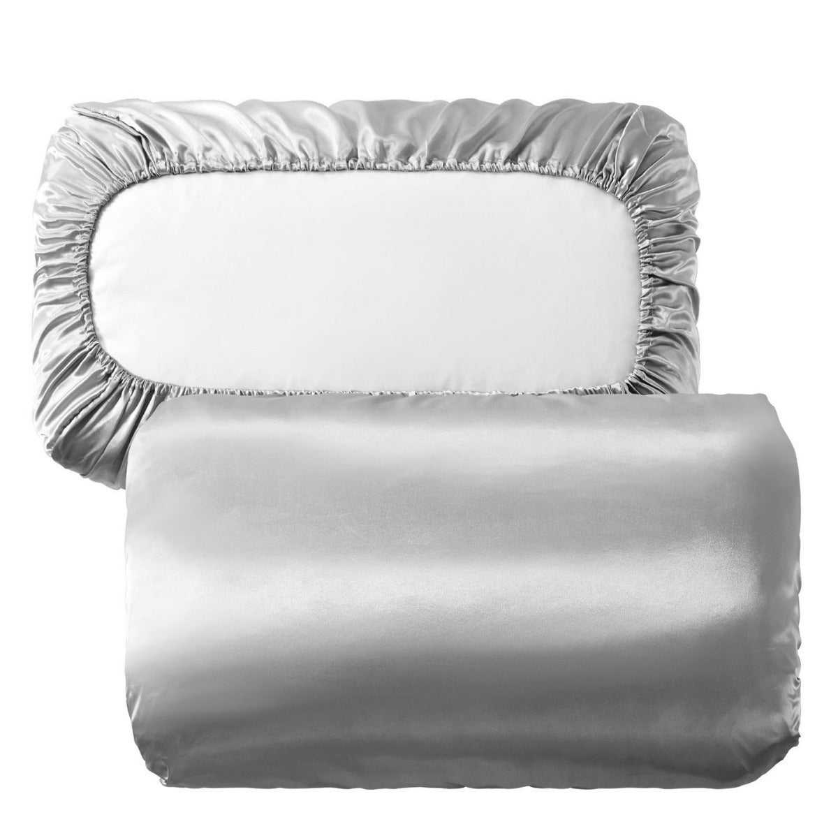 HKM-542483 Large Solid Color Satin Elastic Pillowcase - Summer Minimalist Design, Comfortable Rayon Polyester Blend
