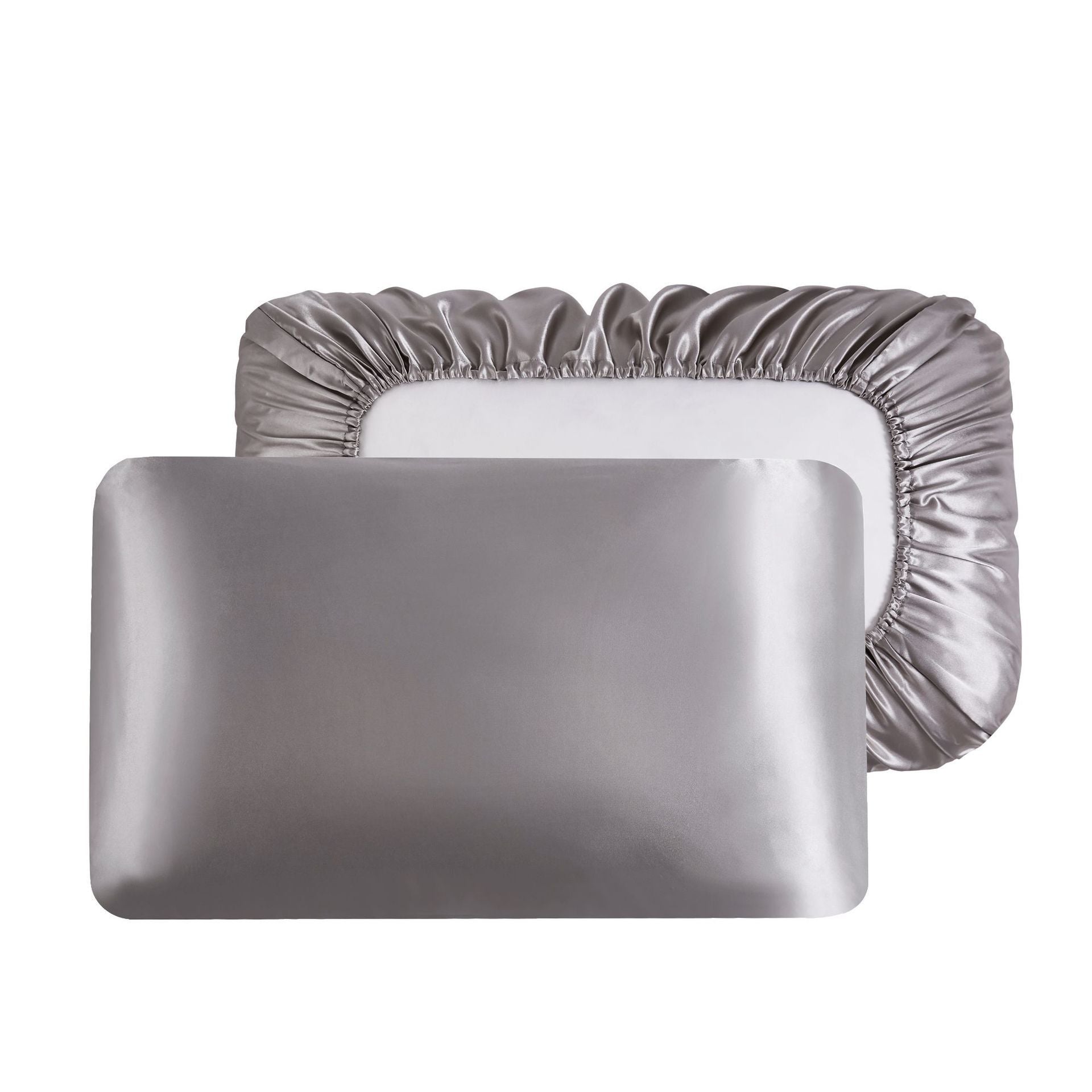 HKM-542483 Large Solid Color Satin Elastic Pillowcase - Summer Minimalist Design, Comfortable Rayon Polyester Blend