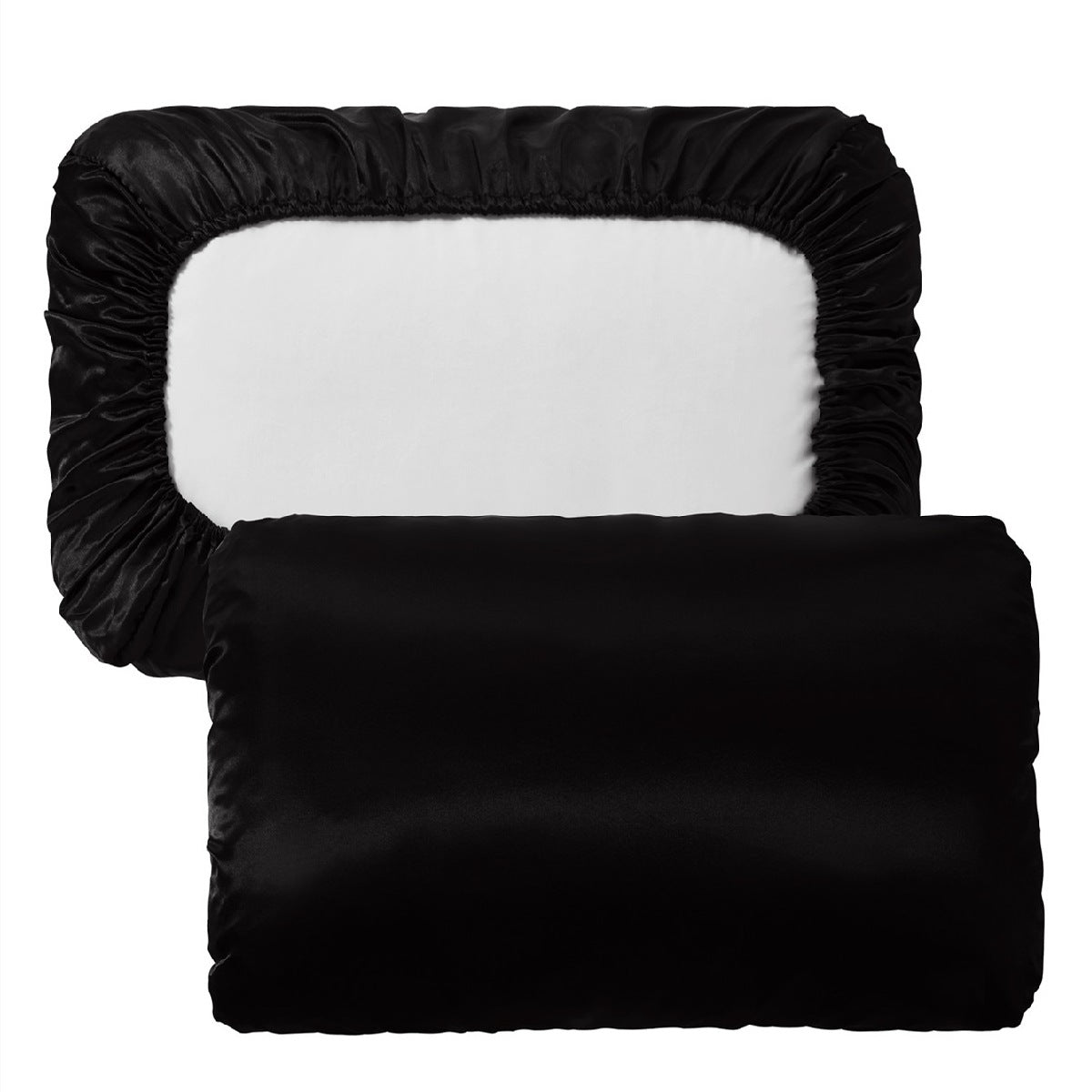 HKM-542483 Large Solid Color Satin Elastic Pillowcase - Summer Minimalist Design, Comfortable Rayon Polyester Blend