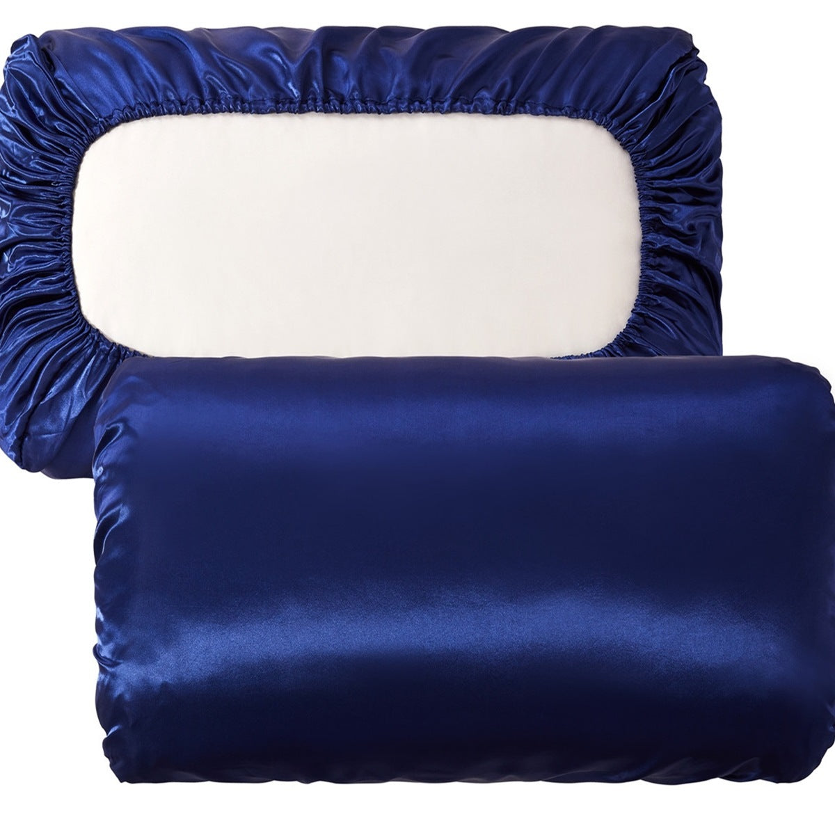 HKM-542483 Large Solid Color Satin Elastic Pillowcase - Summer Minimalist Design, Comfortable Rayon Polyester Blend
