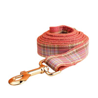 HKM-542547 Plaid Dog Collar and Leash Set with Bow and Vest - Stylish Pet Accessory for Various Occasions