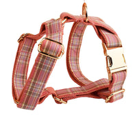 HKM-542547 Plaid Dog Collar and Leash Set with Bow and Vest - Stylish Pet Accessory for Various Occasions