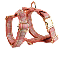 HKM-542547 Plaid Dog Collar and Leash Set with Bow and Vest - Stylish Pet Accessory for Various Occasions