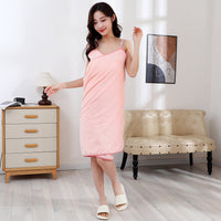 HKM-542611 Coral Fleece Bathrobe in Black and White Stripes for Women, Adjustable and Lightweight