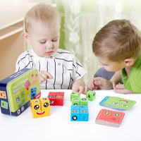 HKM-543187 Children's Face Changing Cube Building Blocks - Educational Interactive Puzzle Toy for Ages 2 and Up