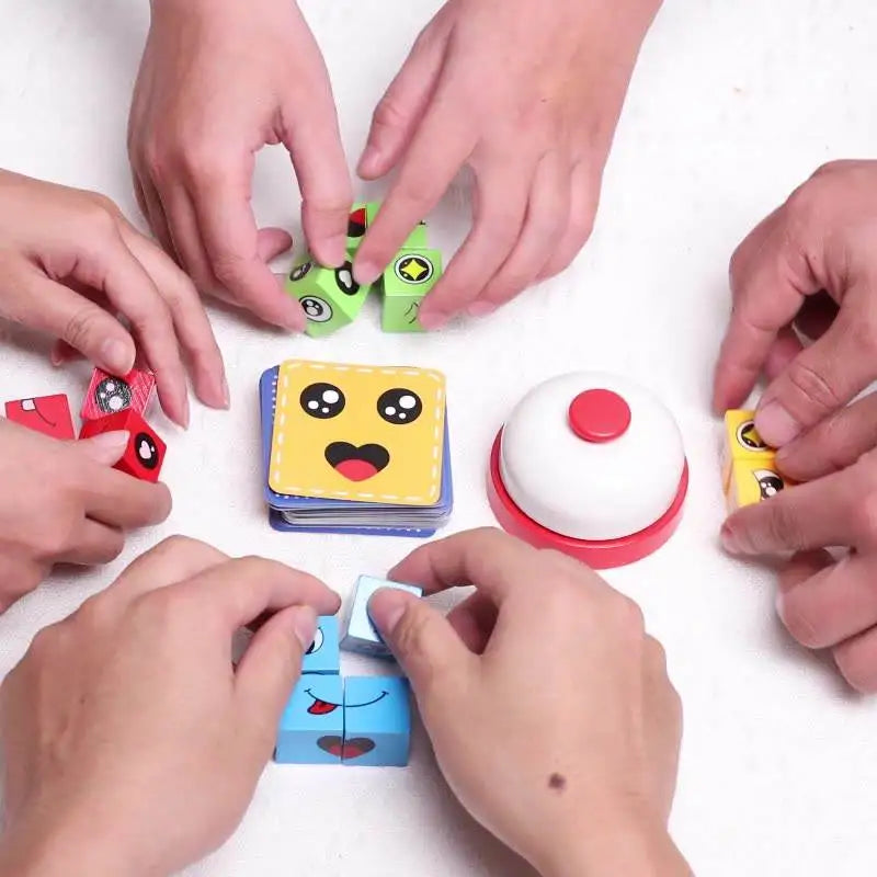 KTX-543187 Children's Face Changing Cube Building Blocks - Educational Interactive Puzzle Toy for Ages 2 and Up