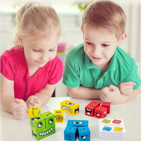 HKM-543187 Children's Face Changing Cube Building Blocks - Educational Interactive Puzzle Toy for Ages 2 and Up