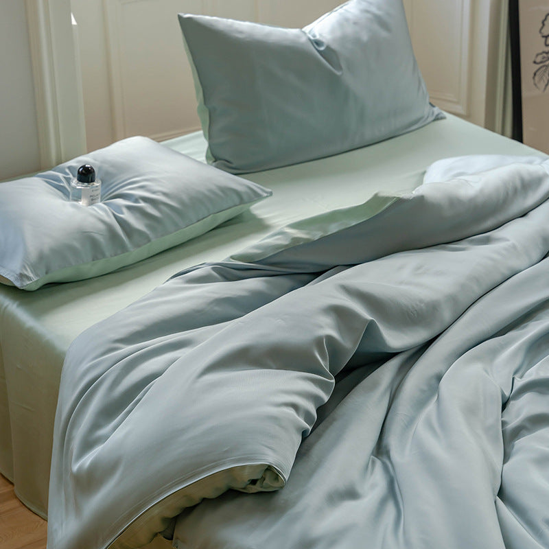 HKM-543187 Lyocell Tencel Solid Color Four-Piece Bedding Set for 1.5m and 1.8m Beds