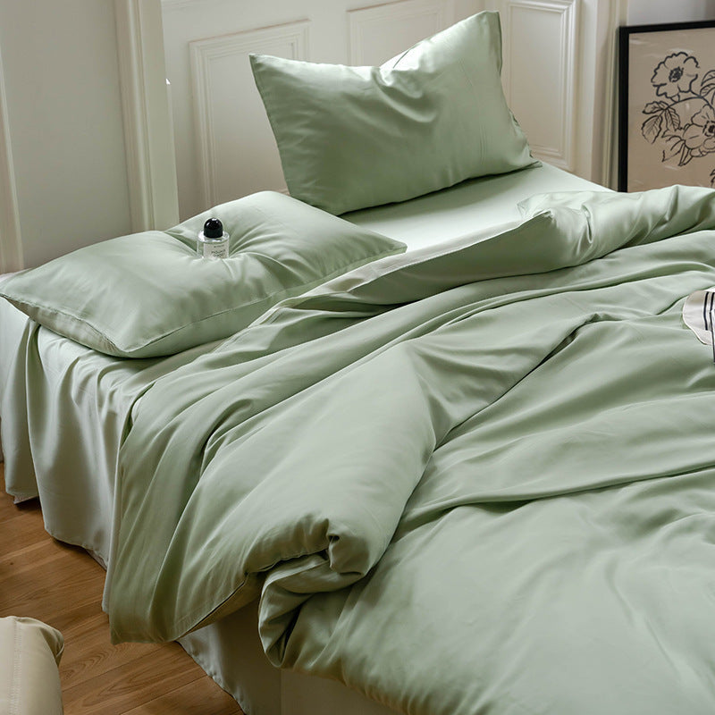 HKM-543187 Lyocell Tencel Solid Color Four-Piece Bedding Set for 1.5m and 1.8m Beds