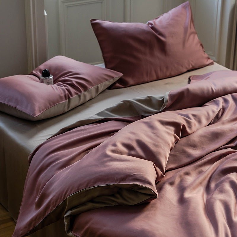 HKM-543187 Lyocell Tencel Solid Color Four-Piece Bedding Set for 1.5m and 1.8m Beds