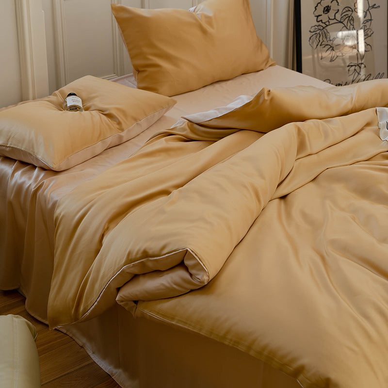 HKM-543187 Lyocell Tencel Solid Color Four-Piece Bedding Set for 1.5m and 1.8m Beds