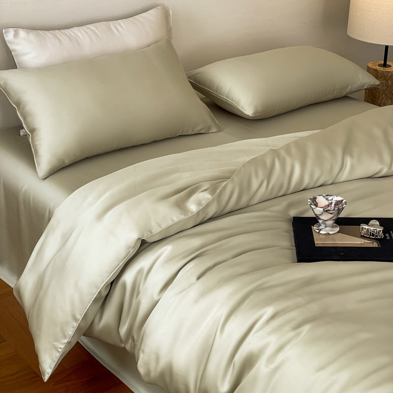 HKM-543187 Lyocell Tencel Solid Color Four-Piece Bedding Set for 1.5m and 1.8m Beds