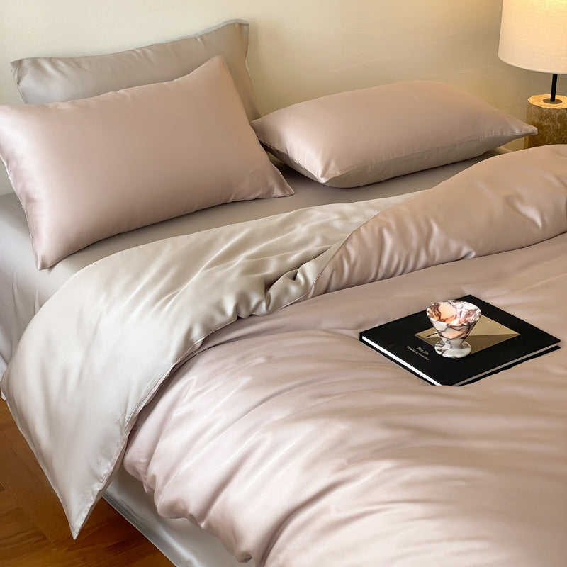 HKM-543187 Lyocell Tencel Solid Color Four-Piece Bedding Set for 1.5m and 1.8m Beds