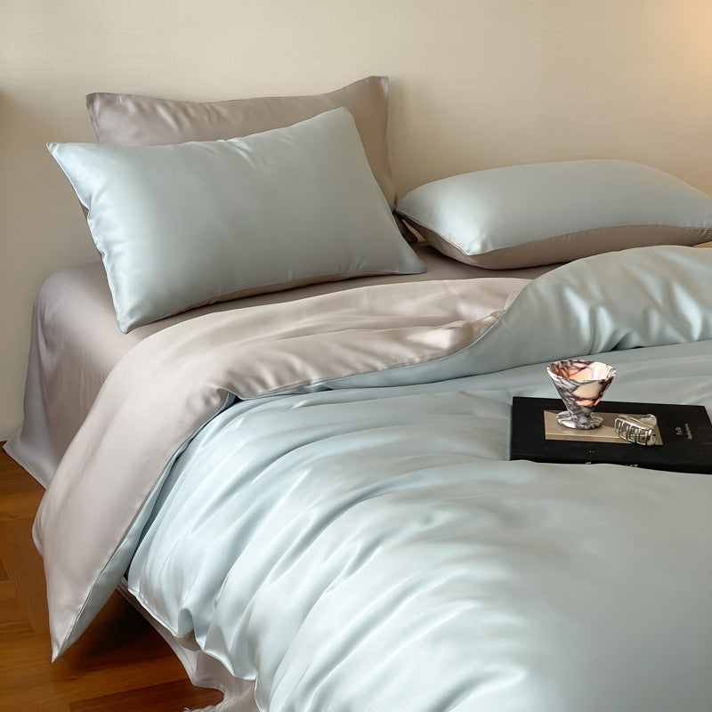 HKM-543187 Lyocell Tencel Solid Color Four-Piece Bedding Set for 1.5m and 1.8m Beds