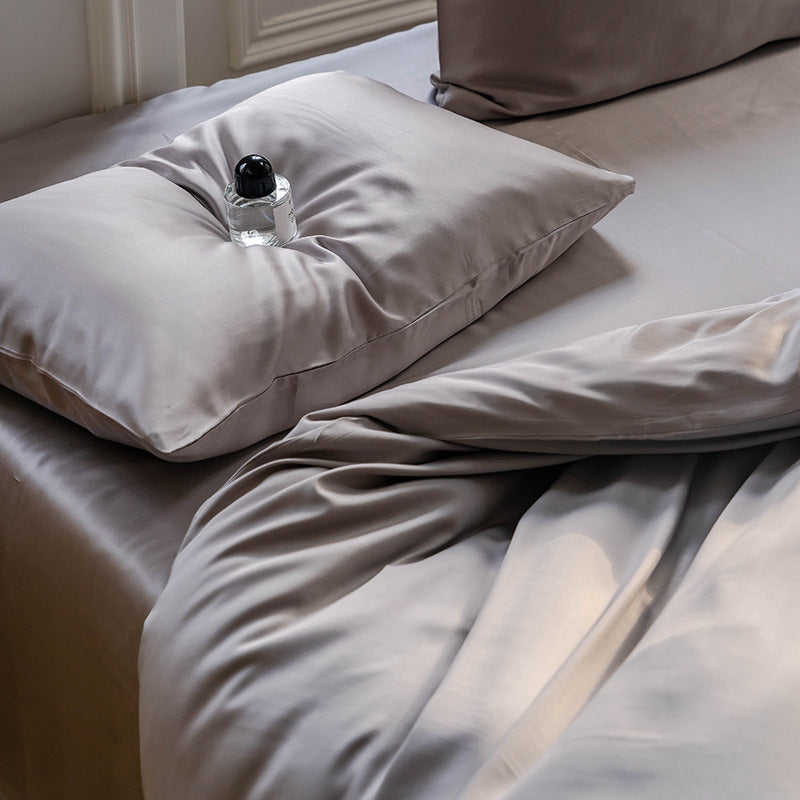 HKM-543187 Lyocell Tencel Solid Color Four-Piece Bedding Set for 1.5m and 1.8m Beds