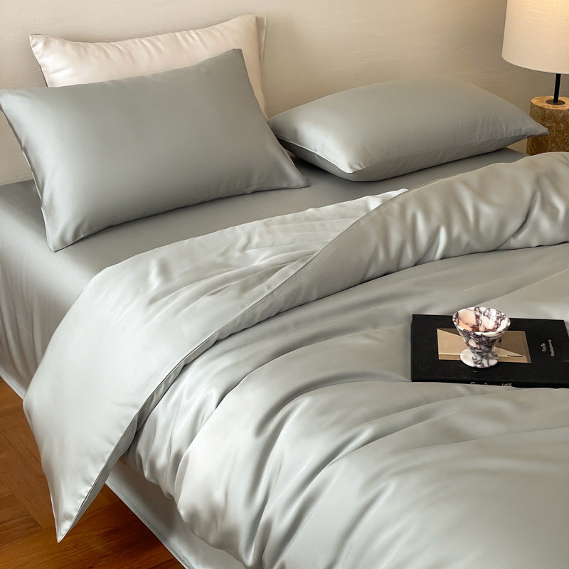 HKM-543187 Lyocell Tencel Solid Color Four-Piece Bedding Set for 1.5m and 1.8m Beds