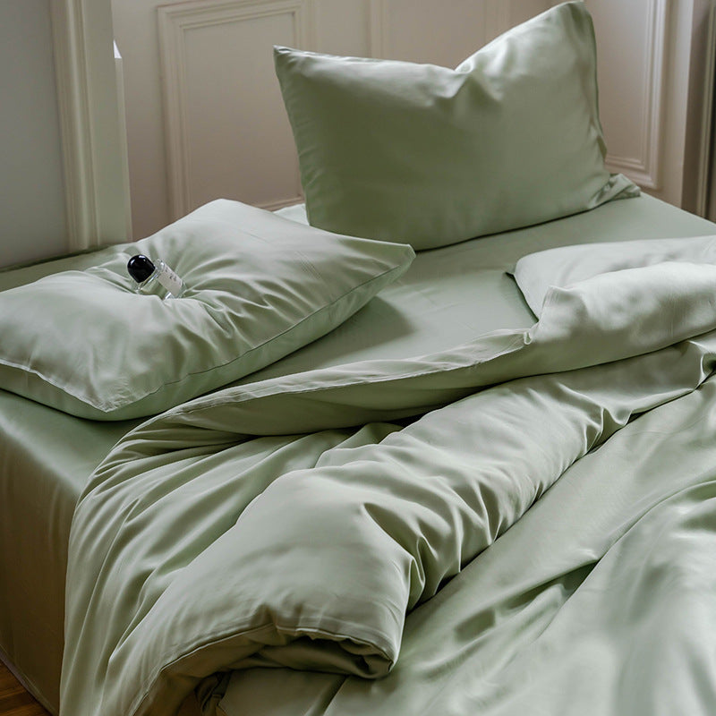 HKM-543187 Lyocell Tencel Solid Color Four-Piece Bedding Set for 1.5m and 1.8m Beds