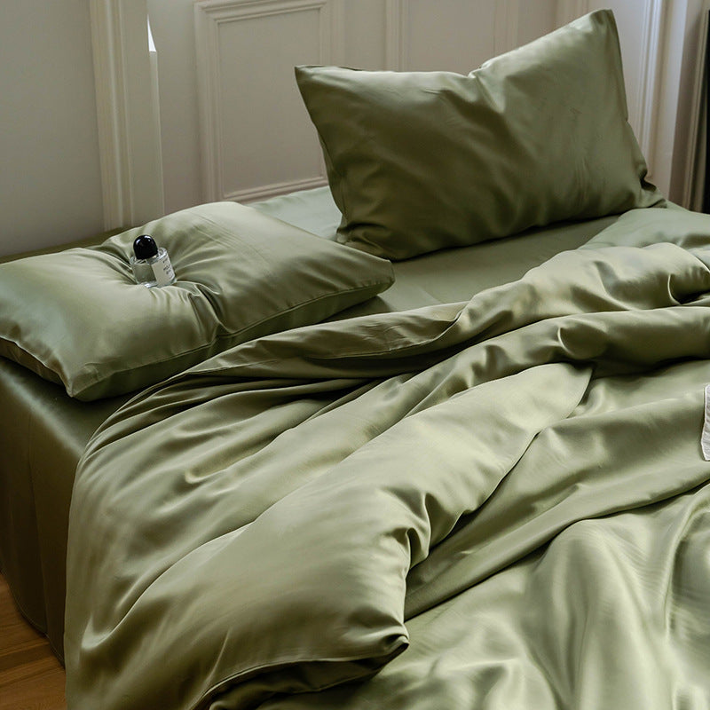 HKM-543187 Lyocell Tencel Solid Color Four-Piece Bedding Set for 1.5m and 1.8m Beds