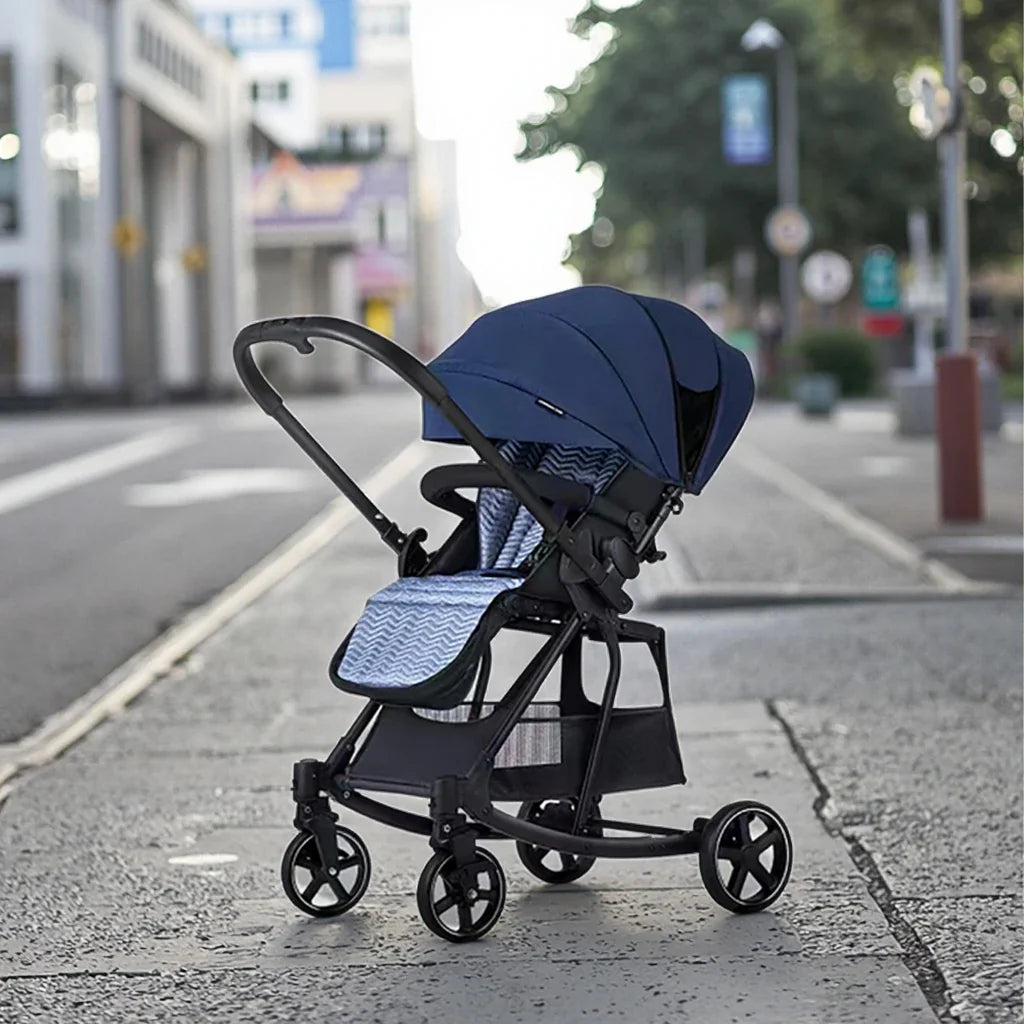 KTX-543379 Portable Luxury 2-in-1 Lightweight Baby Stroller - Reversible Push, Sitting or Lying Position, Large Storage Frame