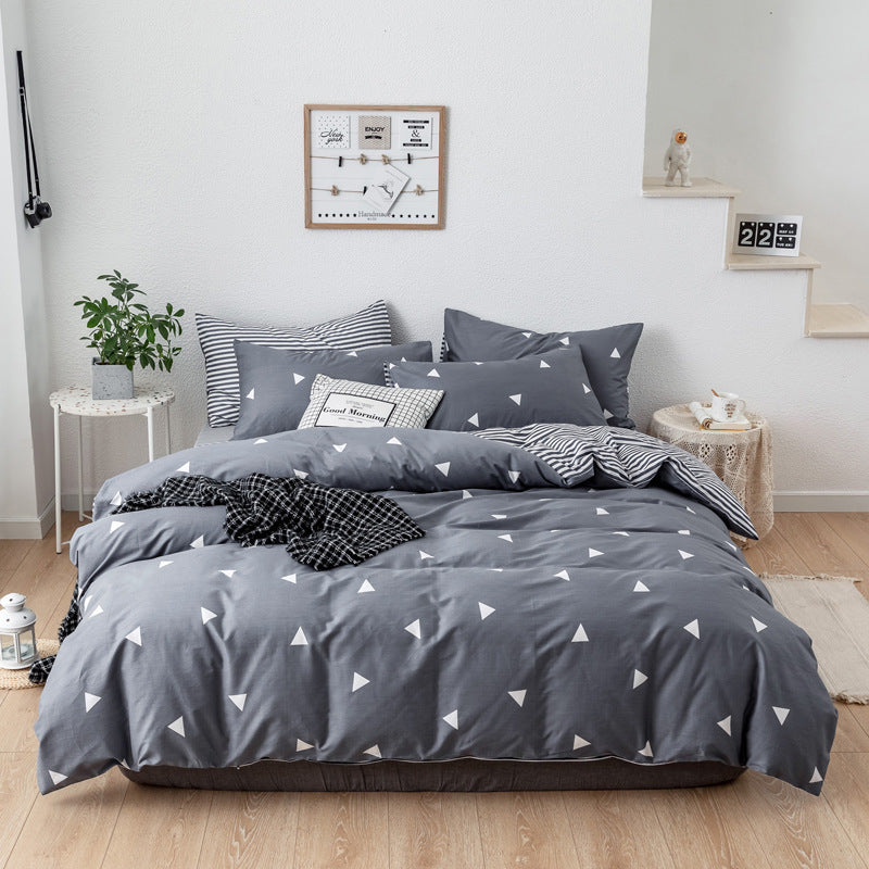 HKM-543507 Cotton Bedding Set - Four-Piece Quilt Cover and Sheet for 1.8M Bed