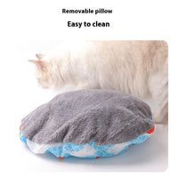 HKM-543635 Cozy Semi-Closed Bear Head Cat Nest in Brown and Gray - Detachable for Autumn & Winter Warmth