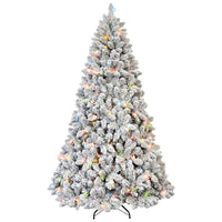 HKM-543635 Mixed Flocked PVC Christmas Tree with Colored Lights in Various Heights