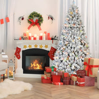 HKM-543635 Mixed Flocked PVC Christmas Tree with Colored Lights in Various Heights