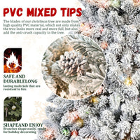 HKM-543635 Mixed Flocked PVC Christmas Tree with Colored Lights in Various Heights