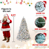 HKM-543635 Mixed Flocked PVC Christmas Tree with Colored Lights in Various Heights