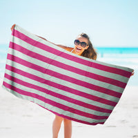 HKM-543763 Double-Sided Velvet Quick-Drying Striped Bath Towel for Beach and Sports