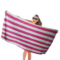 HKM-543763 Double-Sided Velvet Quick-Drying Striped Bath Towel for Beach and Sports