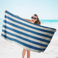 HKM-543763 Double-Sided Velvet Quick-Drying Striped Bath Towel for Beach and Sports