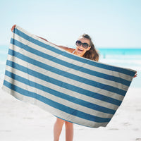 HKM-543763 Double-Sided Velvet Quick-Drying Striped Bath Towel for Beach and Sports