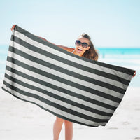HKM-543763 Double-Sided Velvet Quick-Drying Striped Bath Towel for Beach and Sports