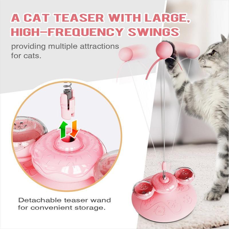 HKM-543827 Interactive Cat Teaser Wand with Suction Cup and Colorful Light, Engaging Spring Toy for Cats
