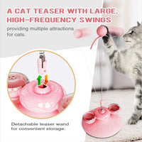 HKM-543827 Interactive Cat Teaser Wand with Suction Cup and Colorful Light, Engaging Spring Toy for Cats