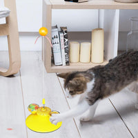 HKM-543827 Interactive Cat Teaser Wand with Suction Cup and Colorful Light, Engaging Spring Toy for Cats