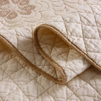 HKM-543827 Three-Piece Pure Cotton Bedding Set with Quilted Design and Embroidered Accents