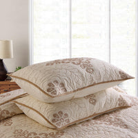 HKM-543827 Three-Piece Pure Cotton Bedding Set with Quilted Design and Embroidered Accents