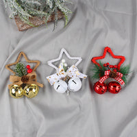 HKM-543955 Five-Pointed Star Bell Pendant in Red, Gold, and White - Decorative Hanging Accessory