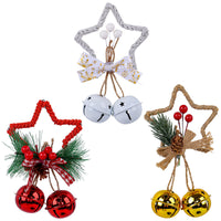HKM-543955 Five-Pointed Star Bell Pendant in Red, Gold, and White - Decorative Hanging Accessory