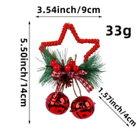 HKM-543955 Five-Pointed Star Bell Pendant in Red, Gold, and White - Decorative Hanging Accessory