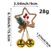 HKM-543955 Five-Pointed Star Bell Pendant in Red, Gold, and White - Decorative Hanging Accessory