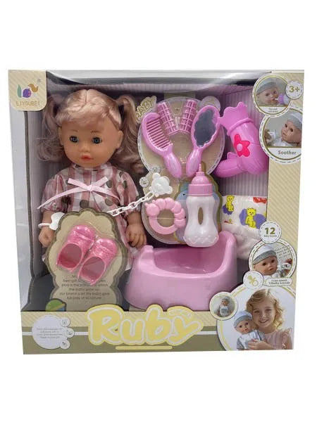 HKM-544147 12 Inch Reborn Doll with Eco-Friendly Accessories for Ages 2-7, Soft Silicone & Plastic, Mini Toy