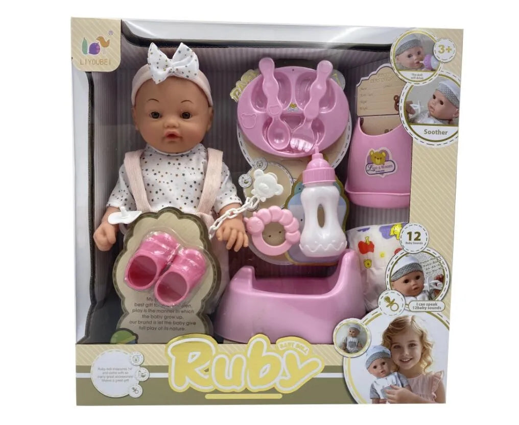 HKM-544147 12 Inch Reborn Doll with Eco-Friendly Accessories for Ages 2-7, Soft Silicone & Plastic, Mini Toy