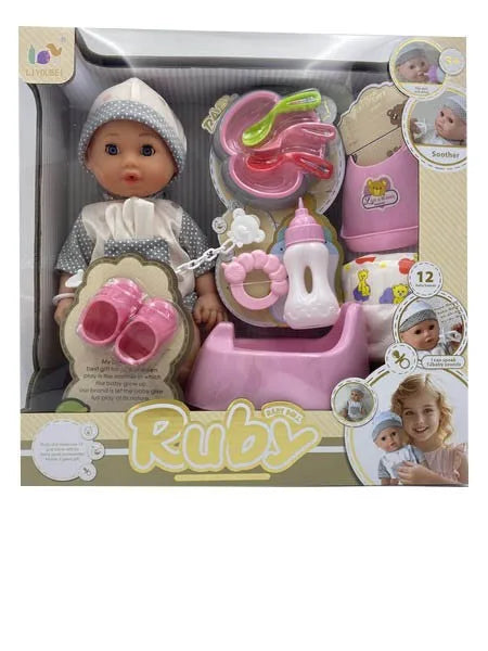 HKM-544147 12 Inch Reborn Doll with Eco-Friendly Accessories for Ages 2-7, Soft Silicone & Plastic, Mini Toy