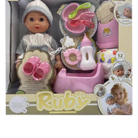 HKM-544147 12 Inch Reborn Doll with Eco-Friendly Accessories for Ages 2-7, Soft Silicone & Plastic, Mini Toy