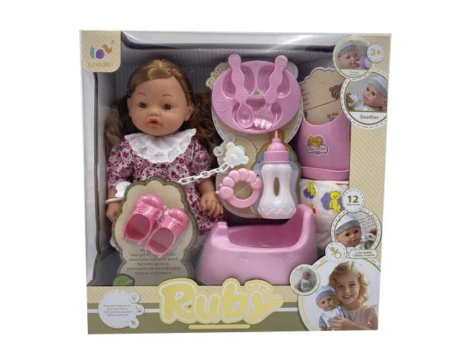 HKM-544147 12 Inch Reborn Doll with Eco-Friendly Accessories for Ages 2-7, Soft Silicone & Plastic, Mini Toy